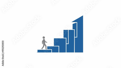 Businessman climbing growth success graph.