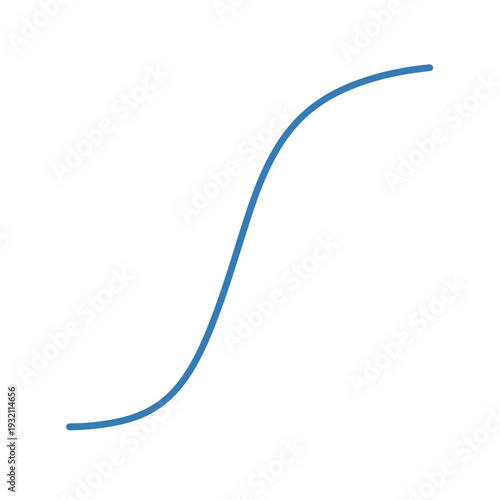 Abstract blue S-curve illustration representing sigmoid function, developmental stages, and progressive change