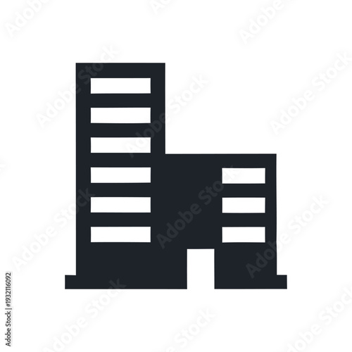Black Silhouette of Modern Office Building.