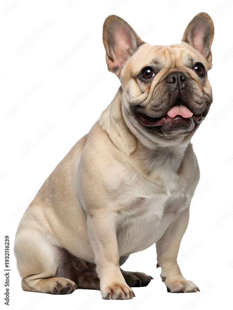 Fototapeta premium white french bulldog sitting on a white background