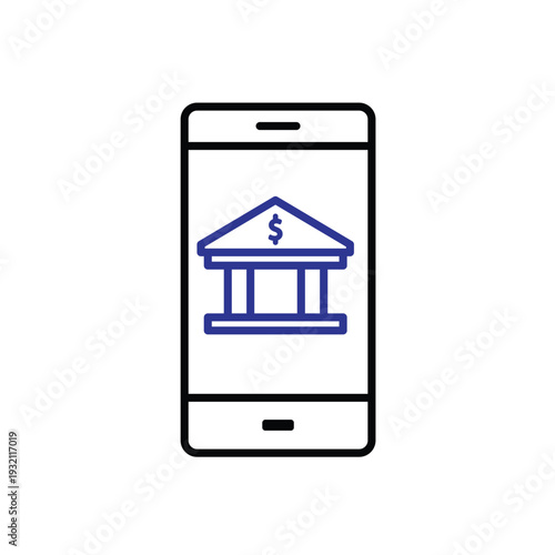 Online banking icon. Finance. Bank on mobile screen. Economic, business, accounting. outline design style