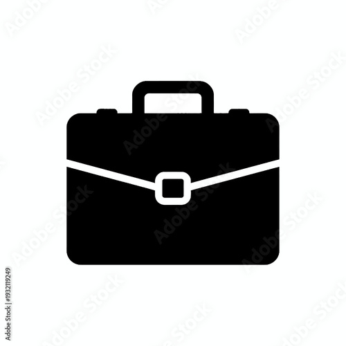 A clean, minimalist black silhouette illustration of a classic professional business briefcase, symbolizing work, executive duties, and corporate responsibility