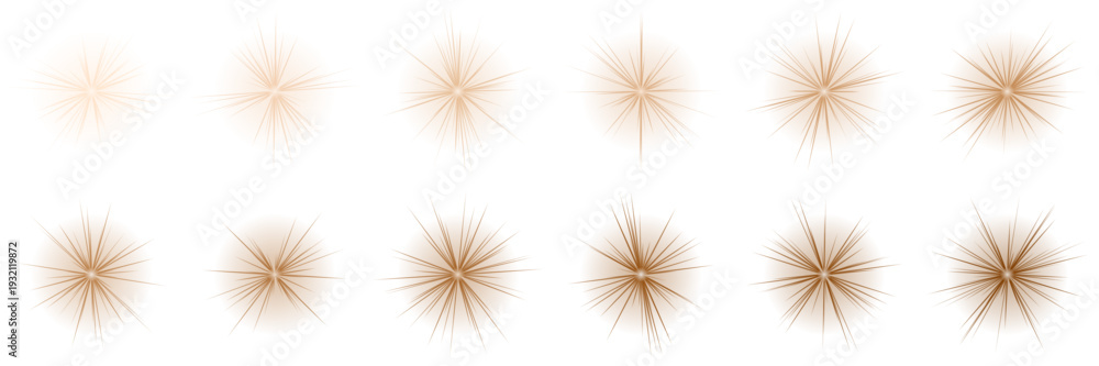 Obraz premium Golden Celestial Sunburst Icons for Luxury Branding and Mystical Astrology Designs