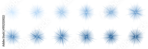 Collection of blue frozen magic spell effects, sparkling ice starburst icons for fantasy game design