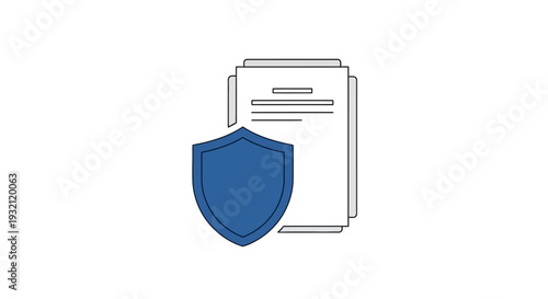 Blue Shield Protecting Documents Security Icon.