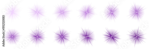 Purple magical girl transformation sparkles and cosmic energy starburst icons for digital art