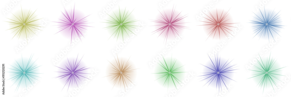 Fototapeta premium Colorful Starburst Achievement Icons for Gamification and Mobile App UI Design