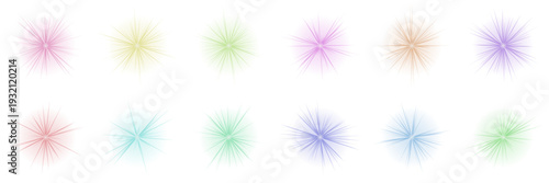 Collection of pastel colored sparkles and celestial light flares for magical fantasy and fairy tale themes