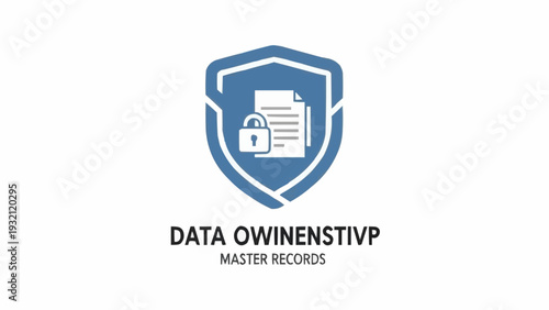 Shield with padlock and documents logo.