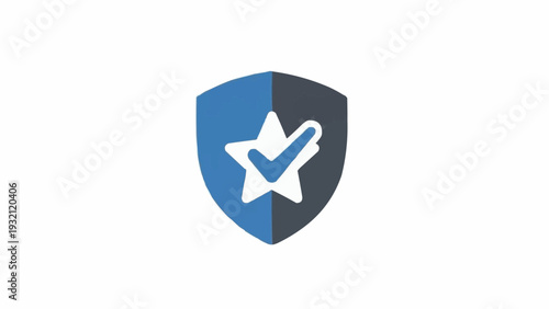 Shield with star and checkmark symbol.