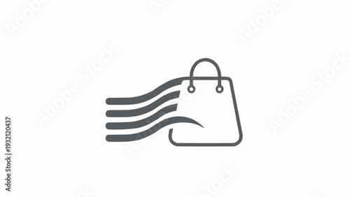 Shopping bag with speed lines moving.