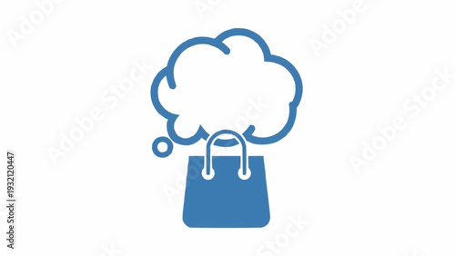 Shopping bag with thought bubble.