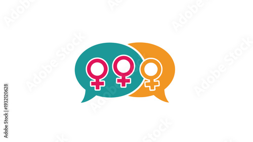 Female symbols in speech bubbles.
