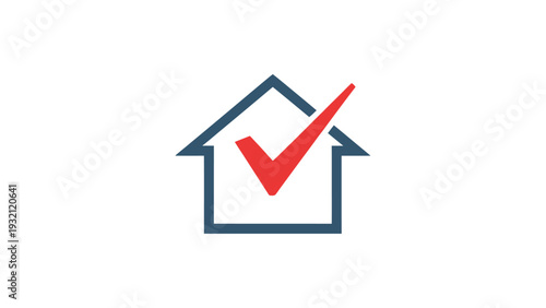 House Icon with Red Checkmark Symbol.