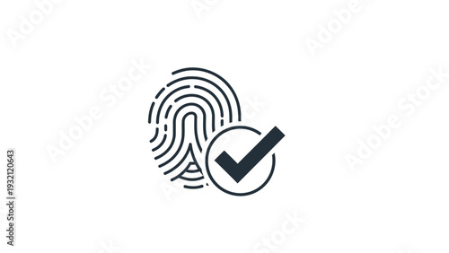 Fingerprint with Check Mark Icon.