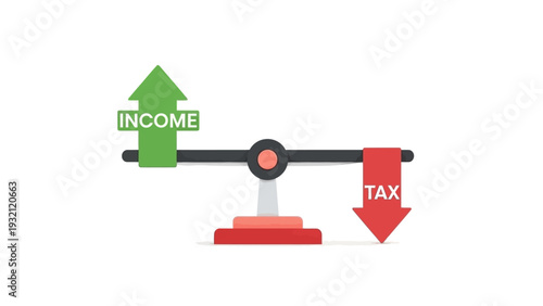 Income Tax Balance Scale Illustration Concept.