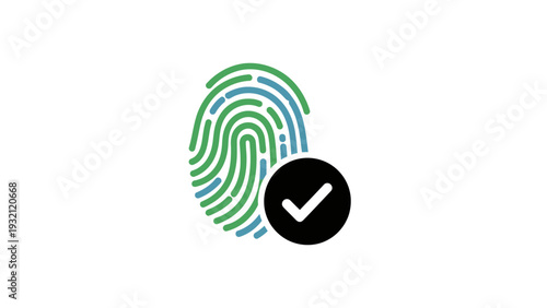 Fingerprint with verification check mark.
