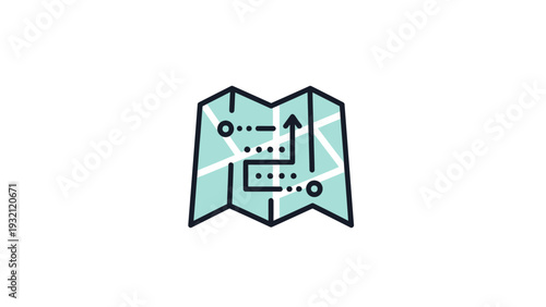 Folded Map Navigation Guide Illustration.