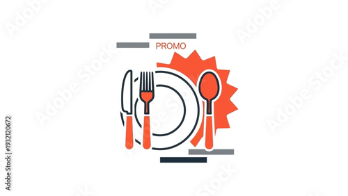 Flatware Utensils Plate Setting Illustration.