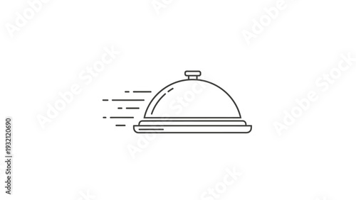 Food cloche with motion lines fast.