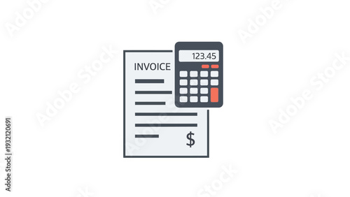 Invoice Document with Calculator on Top.