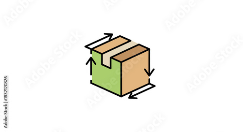 Brown cardboard parcel box with tape.