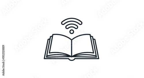 Book with wifi signal icon.