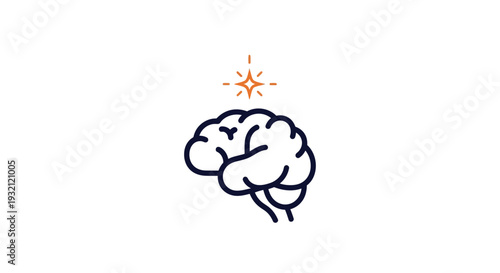 Brain with creative idea spark.