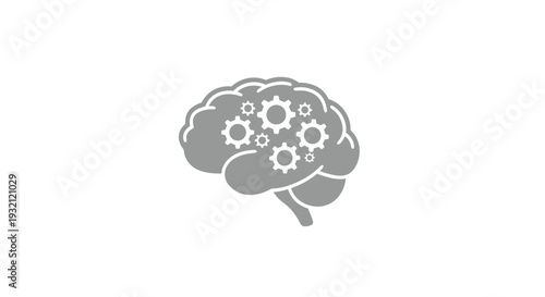 Brain with gears inside head.