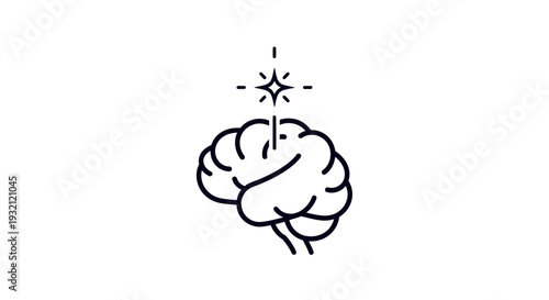 Brain with Idea Spark Concept.