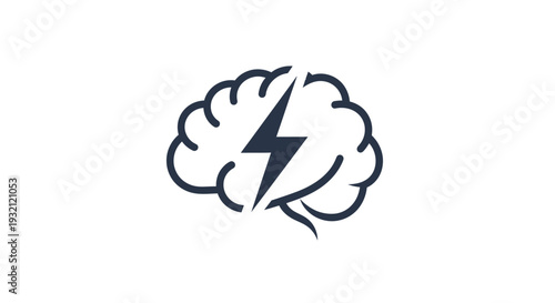 Brain with Lightning Bolt Illustration Design.