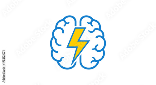 Brain with yellow lightning bolt inside.