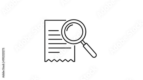 Magnifying Glass Examining Receipt Document.