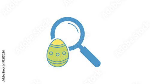 Magnifying glass over green egg.