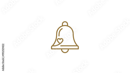 Golden bell with heart symbol.