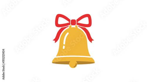 Golden Christmas Bell with Red Bow.