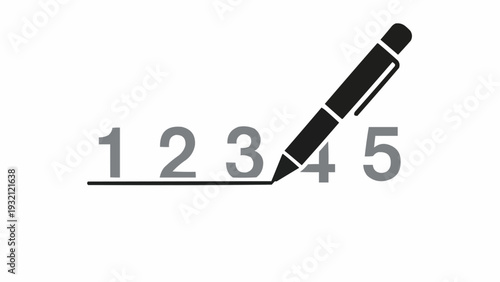 Pencil Writing on Line with Numbers.
