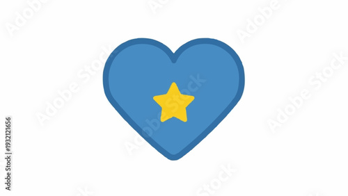 Blue heart with yellow star symbol.