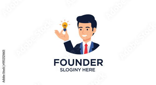 Businessman Holding Light Bulb Idea.