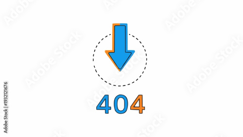 Error 404 icon with arrow.