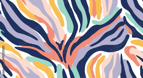 Hand-drawn abstract colorful seamless vector pattern with organic curved shapes