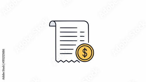 Invoice with dollar coin payment.