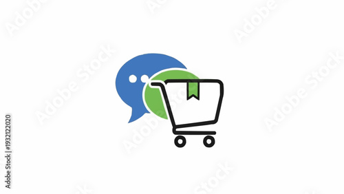 Shopping cart with green tag icon.