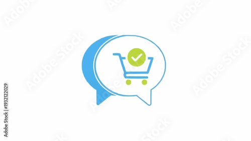 Shopping cart with green check mark.