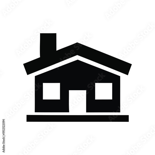 Simple Black House Icon Illustration Design.