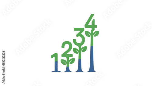 Numbered Plants Growing in Stages.