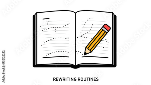 Open book with pencil on page.