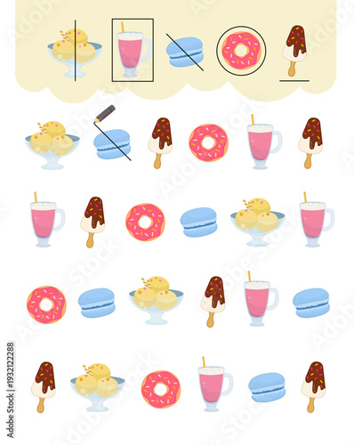 Educational material for preschoolers. A game that tests logic and attention. Activity for pre sсhool years kids and toddlers.