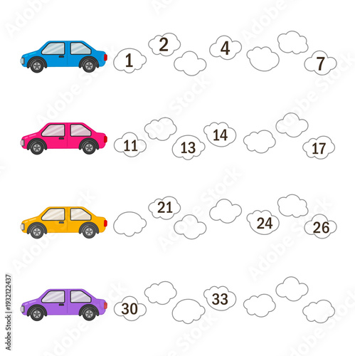 Counting educational children game,  Write the missing numbers in order.
