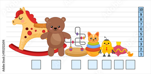 Matching children educational game.  Learning the concept of high and low. Educational game for elementary school children. Printable template for kindergarten.
